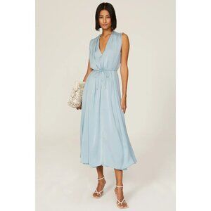 TOME Collective Blue Pleated Midi Dress